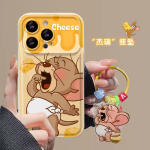 Cartoon Cheese Case – Cute Jerry Mouse Design with Matching Keychain Accessory