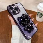 Sparkling Butterfly iPhone Case with Mirror and Cute Bunny Design