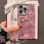 Glitter Bow iPhone Case – Floral Shimmer Design