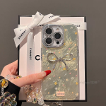Glitter Bow iPhone Case – Floral Shimmer Design